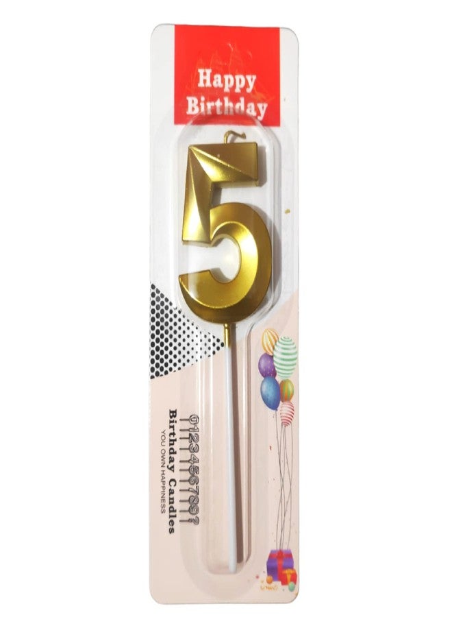 Luxaar Poploons Quality Gold Number Candles, Birthday Cake Candles, 5.3 inches Gold Number Cupcake Candle, Birthday Wedding Anniversary New Year Party Cake Decorations Topper(Number 0-9 for Choosing) (5) - Image 5